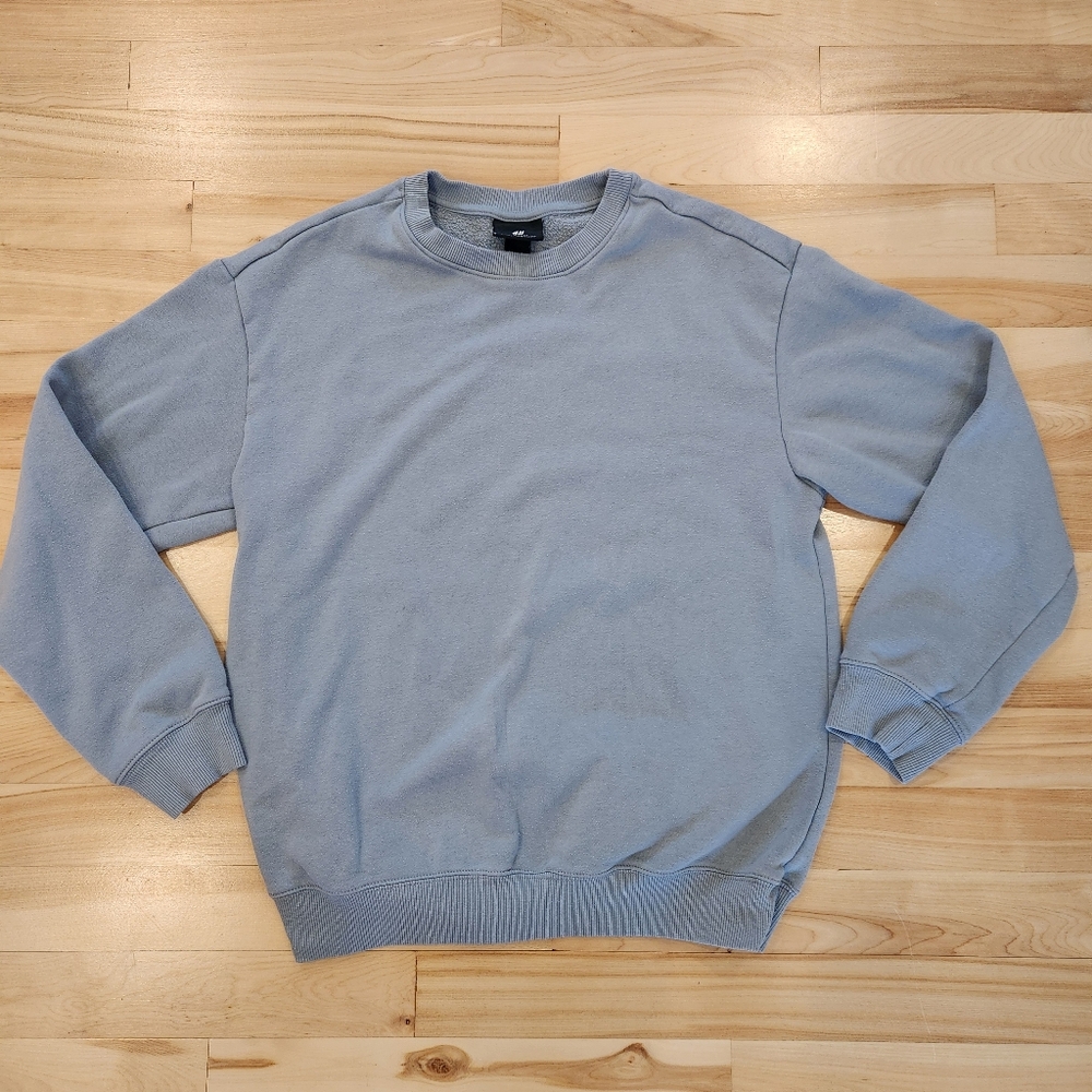 🟣 Sz S H&M Relaxed Fit Cotton Blend Stone Grey Sweater - Picture 3 of 5